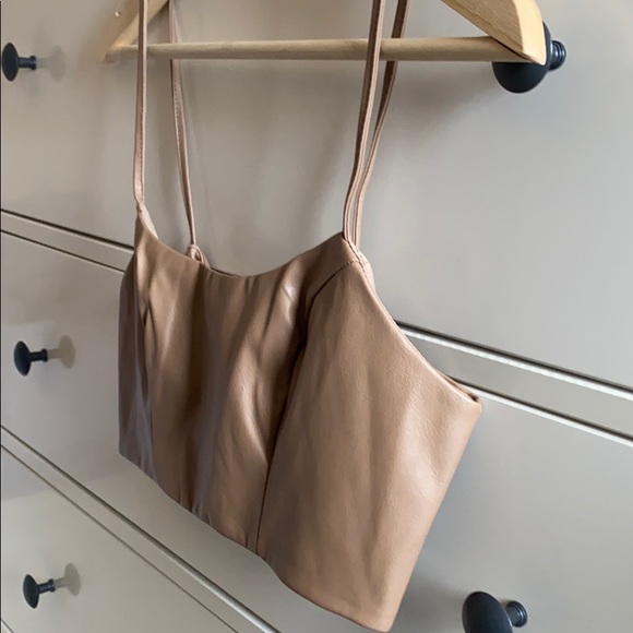 Brown faux leather crop top - Picture 7 of 8